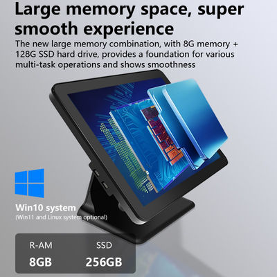 नया डिजाइन 15 इंच 60 हर्ट्ज डेस्कटॉप पोस टर्मिनल 8+256GB N100 सीपीयू प्रिंटर और स्कैनर के साथ रिटेल पोस कैश रजिस्टर