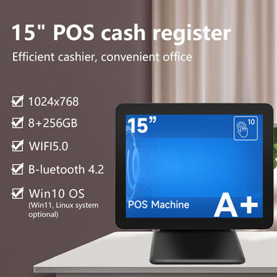 नया डिजाइन 15 इंच 60 हर्ट्ज डेस्कटॉप पोस टर्मिनल 8+256GB N100 सीपीयू प्रिंटर और स्कैनर के साथ रिटेल पोस कैश रजिस्टर