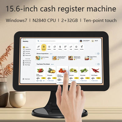 15.6 इंच टच स्क्रीन डेस्कटॉप पीओएस टर्मिनल N2840 स्कैनर के साथ 2+32GB रिटेल कैश रजिस्टर