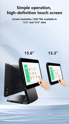 13.3/15.6 इंच डुअल टच स्क्रीन पीओएस सिस्टम I3 विंडोज सिस्टम फोल्डेबल बेस के साथ रिटेल स्टोर पीओएस टर्मिनल