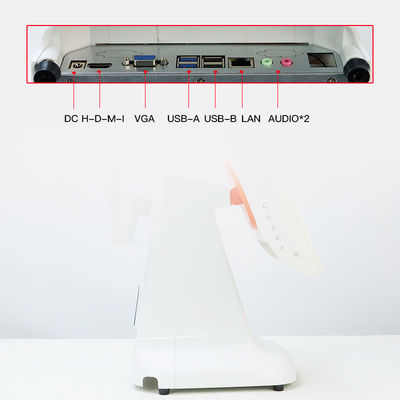 विंडोज कैश रजिस्टर पीओएस मशीन सरल शैली प्लास्टिक डिजाइन और 15.6 इंच डुअल स्क्रीन ऑल-इन-वन विंडोज के लिए