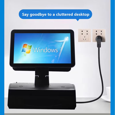 15.6 इंच डुअल स्क्रीन टच ऑल इन वन पीओएस सिस्टम कैश दराज और बिल्ट इन 58 मिमी प्रिंटर 2GB RAM सुपरमार्केट के साथ