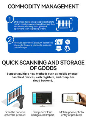 रेस्टोरेंट ऑर्डर थर्मल प्रिंटर रिज़ॉल्यूशन विन/एंड्रॉयड पीओएस कैश रजिस्टर के साथ 13.3/15.6 इंच 1366*768 रिज़ॉल्यूशन