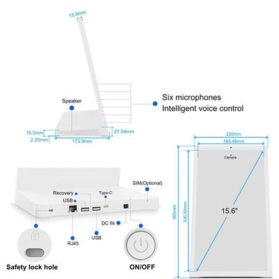 15.6 इंच एनएफसी रिटेल टैबलेट रॉकचिप क्वाड कोर एल-आकार का एंड्रॉइड टैबलेट कंप्यूटर रेस्तरां ऑर्डरिंग