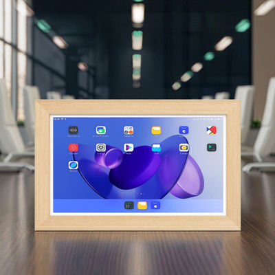 गुणवत्ता  21.5Inch RK3588 Wooden Frame Android 13 Tablet POE NFC Wall Mounted Tablet PC for Advertising Use फैक्टरी