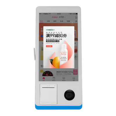 गुणवत्ता  Restaurant Self-service Ordering Counter Kiosk Windows 8+128GB Self-service Payment Kiosk with Printer Nfc QR Code Scanner फैक्टरी