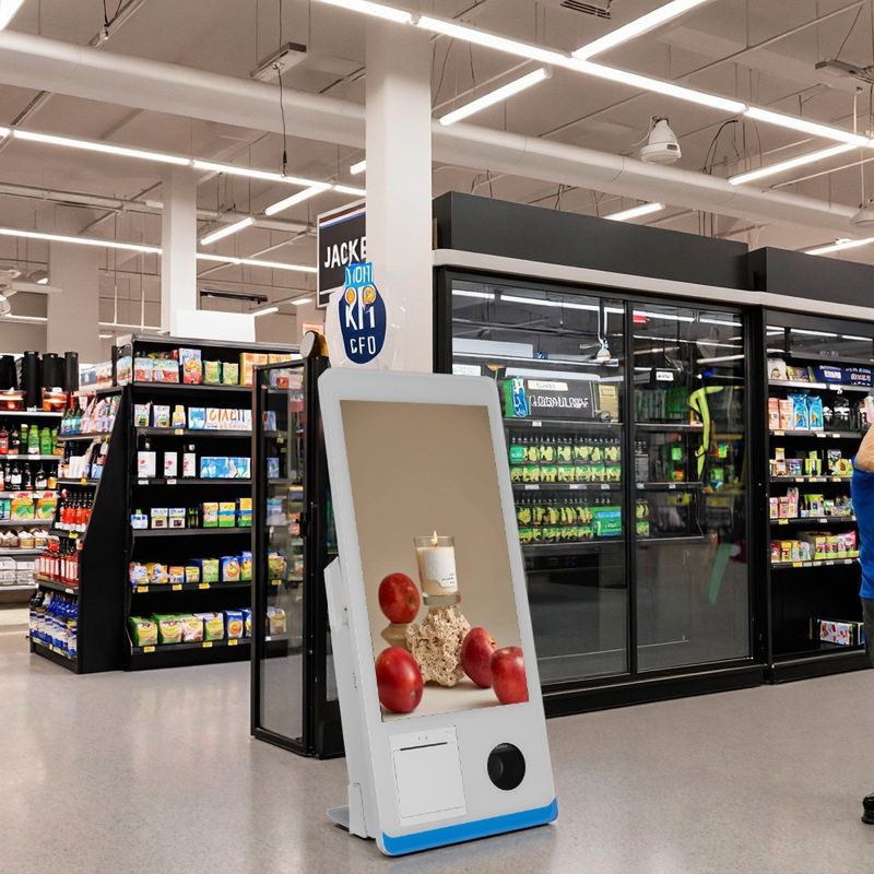 सुपरमार्केट चेकआउट ऑल-इन-वन टच स्क्रीन कैश रजिस्टर 15.6 इंच सेल्फ-सर्विस कियोस्क पीओएस टर्मिनल एनएफसी क्यूआर भुगतान के साथ